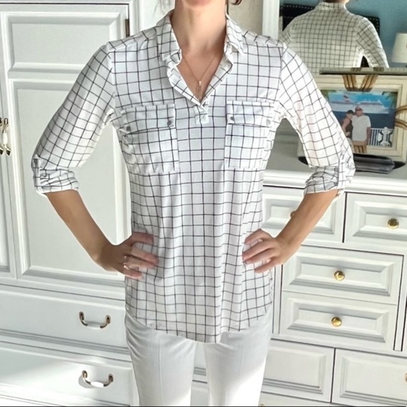 Jones New York Tops - Jones NY Plaid Shirt Black & White